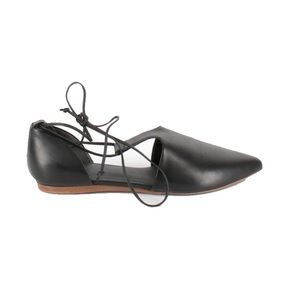 Vince Black Leather Flats Size 7 / 37 Ankle Ties Pointed Toe Sandals